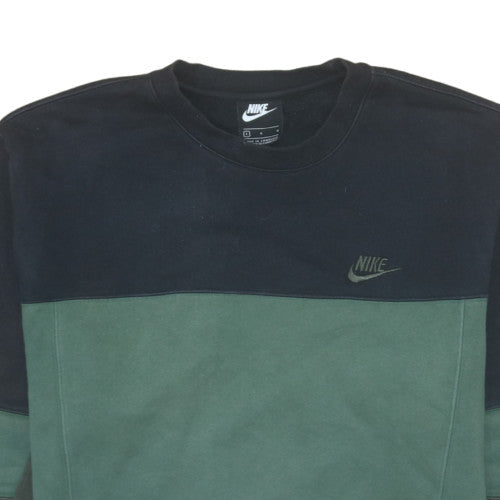 Nike Men's Green & Black Colourblock Crew Neck Sweatshirt L Classic Fit