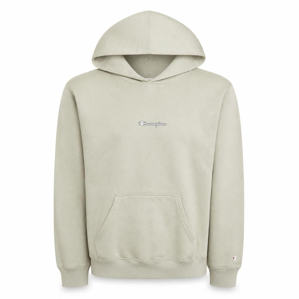Champion Men's Beige Pullover Hoodie Medium Fleece Logo Sweatshirt