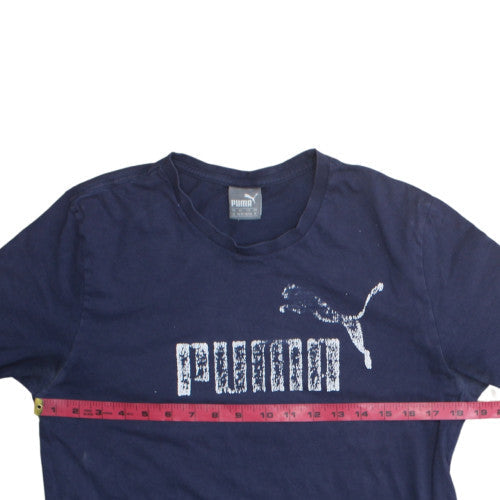 Puma Men's Navy Blue Graphic Logo Crew Neck T-Shirt Size M