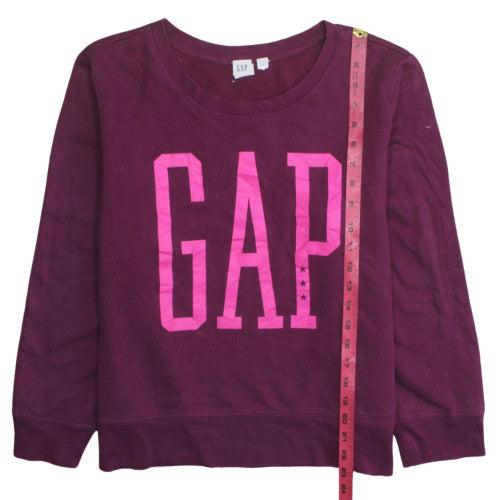 GAP Women’s Purple Logo Pullover Sweatshirt Size L Cotton Blend