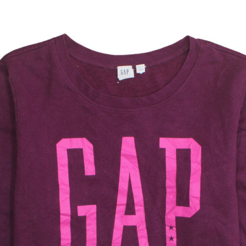GAP Women’s Purple Logo Pullover Sweatshirt Size L Cotton Blend