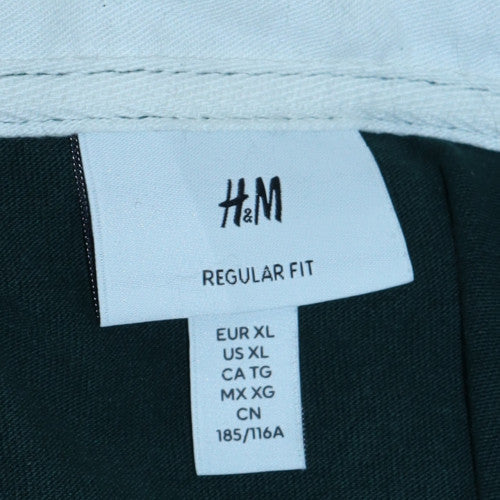 H&M Men's Green XL Collared Henley Rugby Style Sweatshirt