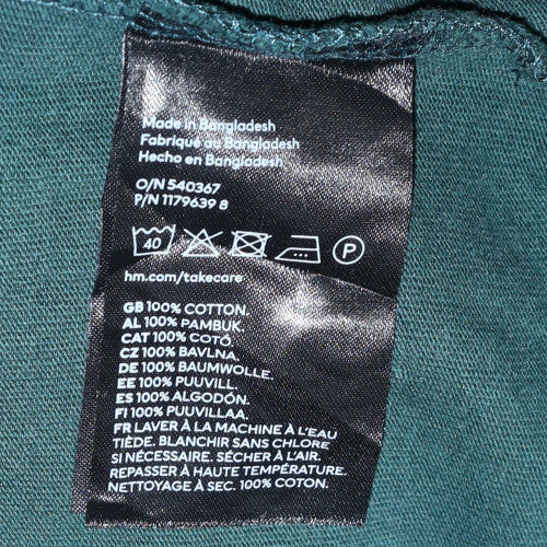 H&M Men's Green XL Collared Henley Rugby Style Sweatshirt