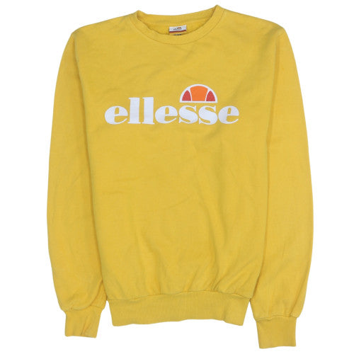 Ellesse Women’s Yellow Crew Neck Pullover Sweatshirt UK 12 Cotton Blend