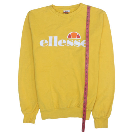 Ellesse Women’s Yellow Crew Neck Pullover Sweatshirt UK 12 Cotton Blend
