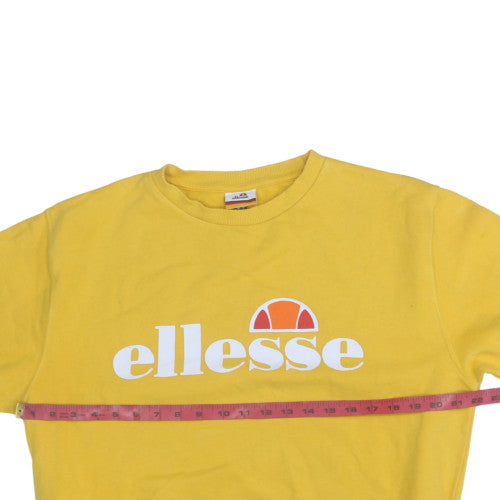 Ellesse Women’s Yellow Crew Neck Pullover Sweatshirt UK 12 Cotton Blend
