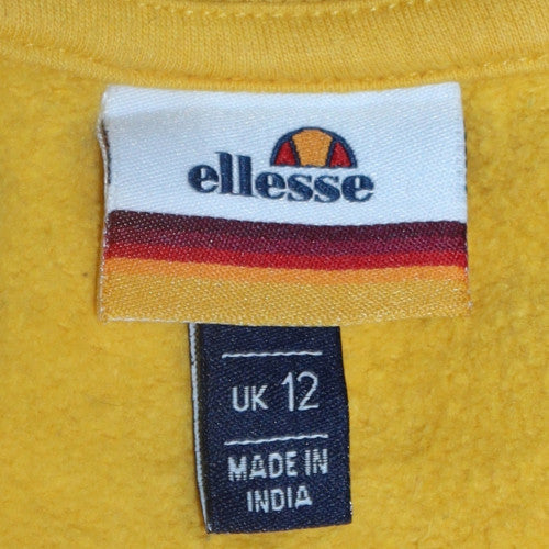 Ellesse Women’s Yellow Crew Neck Pullover Sweatshirt UK 12 Cotton Blend