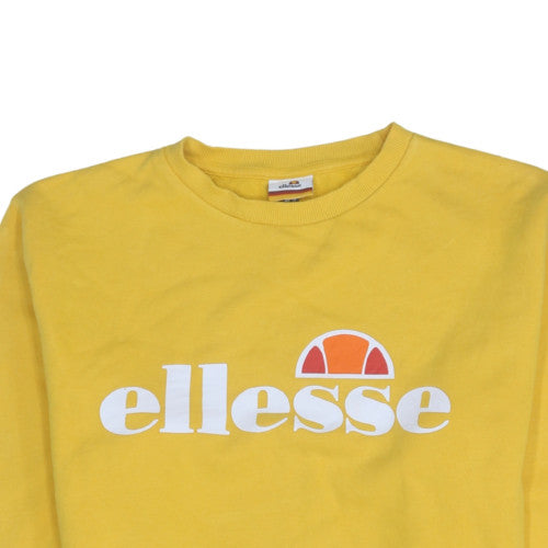 Ellesse Women’s Yellow Crew Neck Pullover Sweatshirt UK 12 Cotton Blend