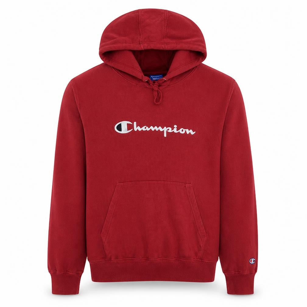 Champion Men's Red Pullover Hoodie Medium Logo Graphic Fleece