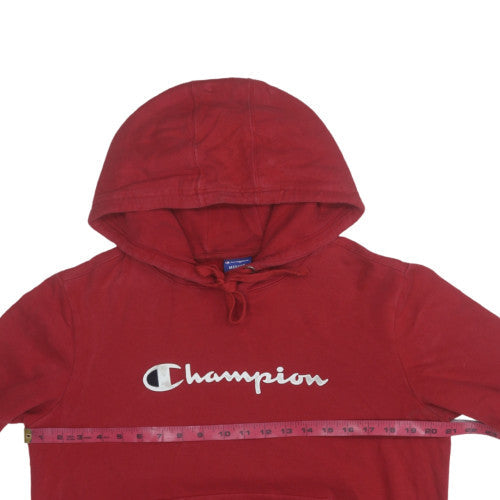 Champion Men's Red Pullover Hoodie Medium Logo Graphic Fleece