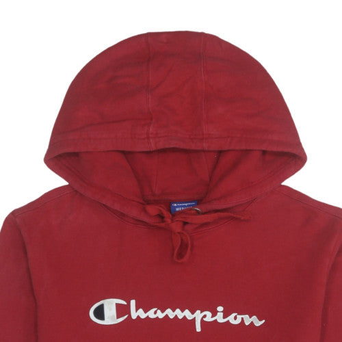 Champion Men's Red Pullover Hoodie Medium Logo Graphic Fleece