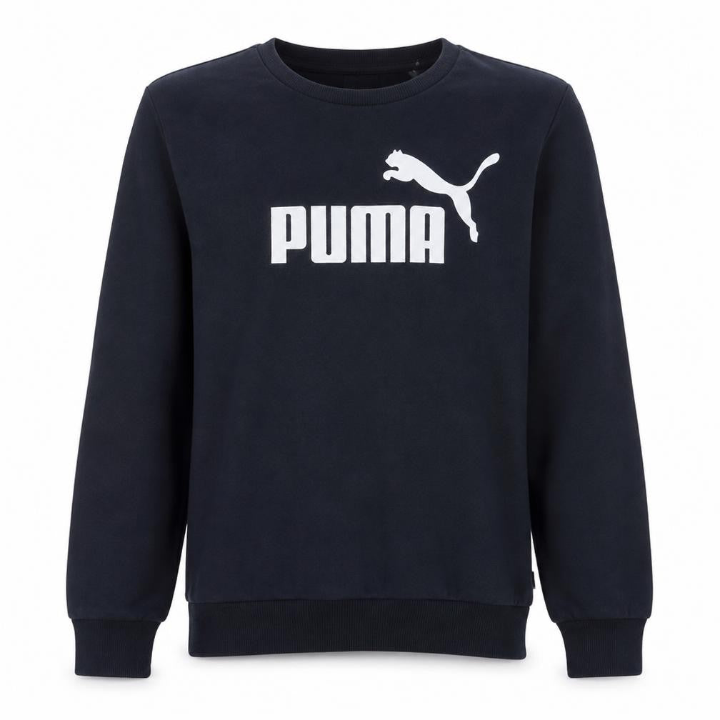 Front view of Puma Men's Black Small Pullover Crew Neck Logo Sweatshirt