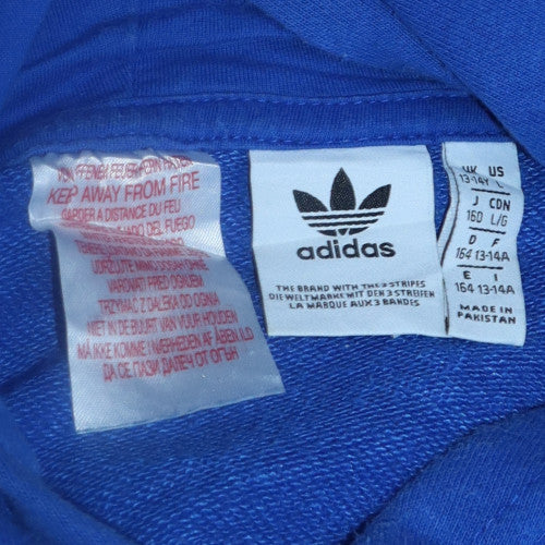 Adidas Boys Blue Pullover Hoodie 164cm Age 13 Logo Cotton Sweatshirt