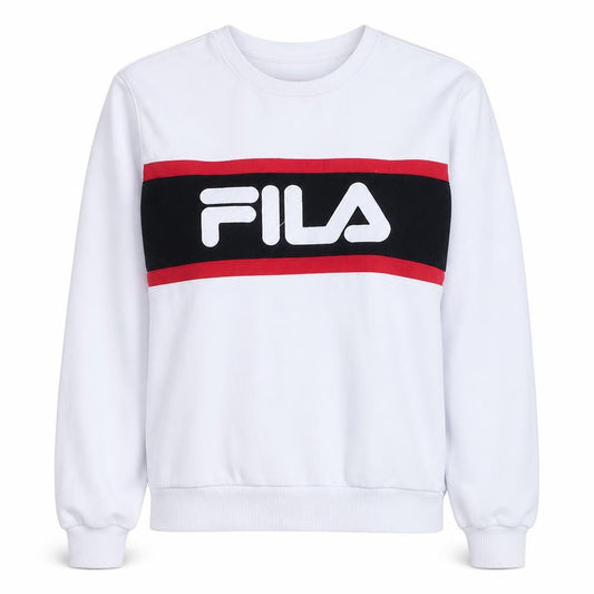 Fila Womens White Crew Neck Pullover Sweatshirt M/12 Logo Print