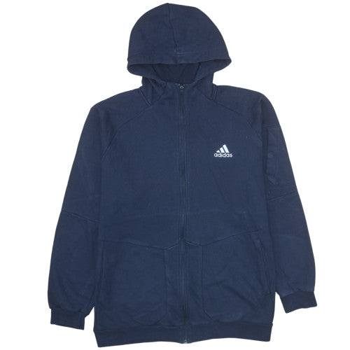 Adidas Mens Blue Full Zip Hoodie Size L Regular Fit Fleece