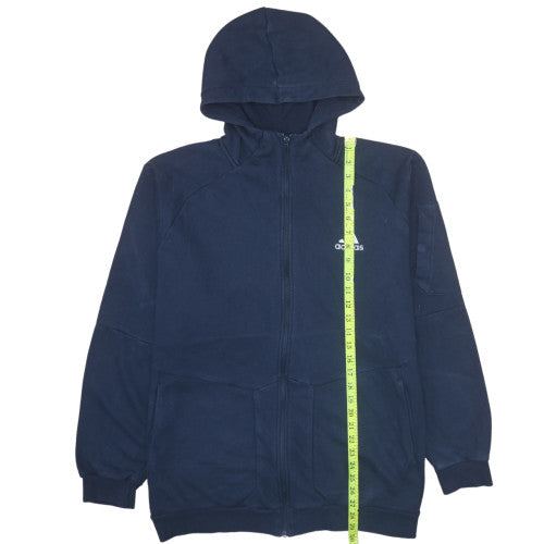 Adidas Mens Blue Full Zip Hoodie Size L Regular Fit Fleece