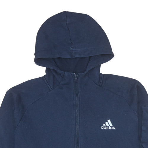 Adidas Mens Blue Full Zip Hoodie Size L Regular Fit Fleece