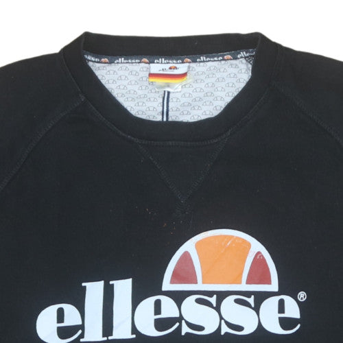 Ellesse Men’s Black Crew Neck Logo Sweatshirt Size S Regular Fit