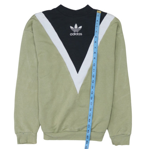 Adidas Womens Green Black Sweatshirt Size S Crew Neck Pullover