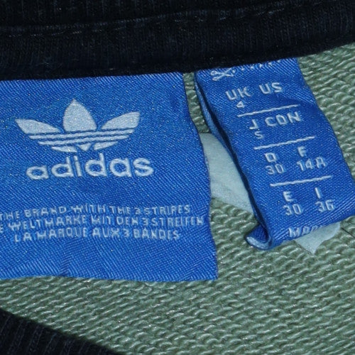 Adidas Womens Green Black Sweatshirt Size S Crew Neck Pullover