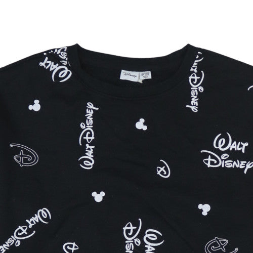 Disney Women Black Sweatshirt L 14/16 Crew Neck Graphic Print
