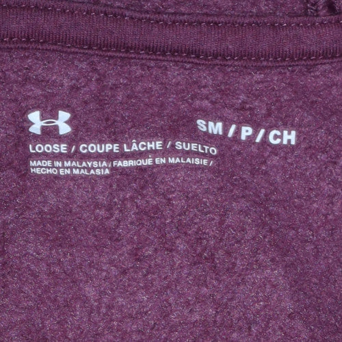 Under Armour Mens Purple Pullover Hoodie Size S Logo Fleece Sweatshirt
