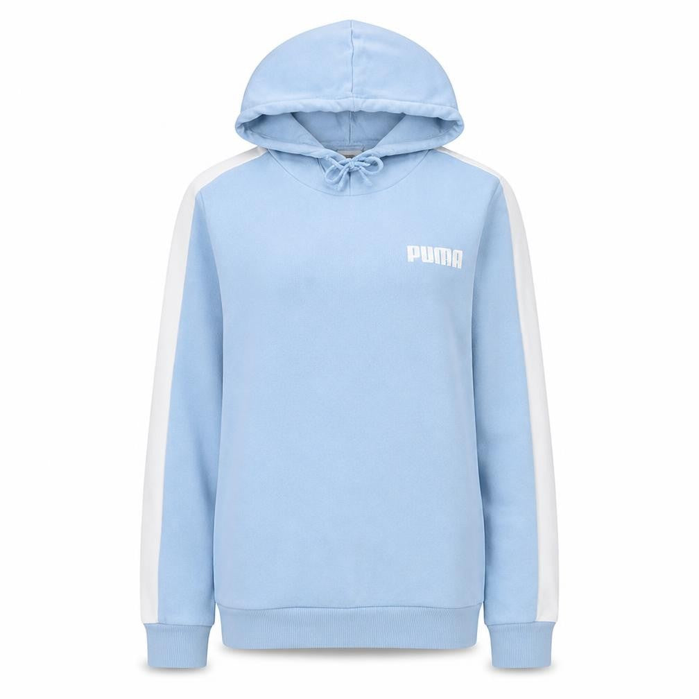 Puma Women Sky Blue Pullover Hoodie Medium Cotton Blend Athletic