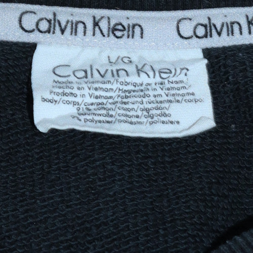 Calvin Klein Men's Black Logo Trim Crew Neck Sweatshirt Size L