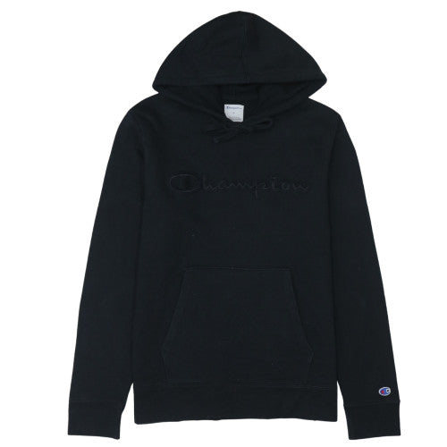 Champion Men's Black Embroidered Logo Pullover Hoodie Size M