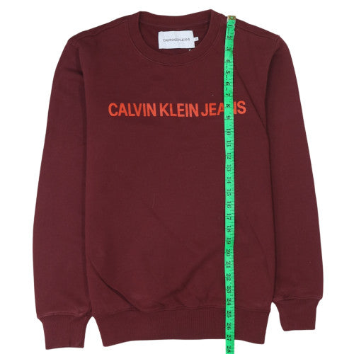 Calvin Klein Jeans Men's Red Logo Crew Neck Cotton Sweatshirt M