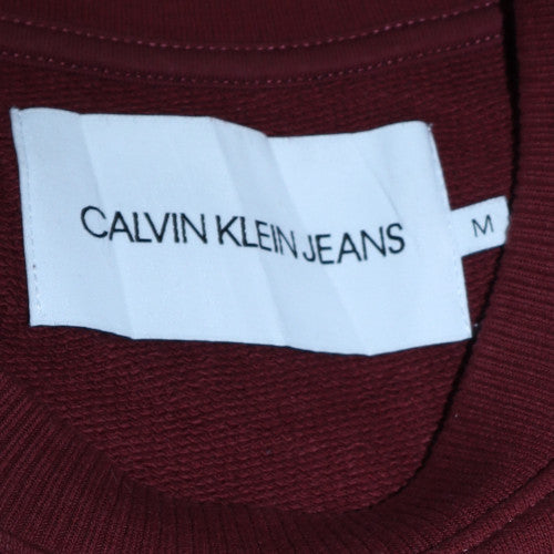 Calvin Klein Jeans Men's Red Logo Crew Neck Cotton Sweatshirt M