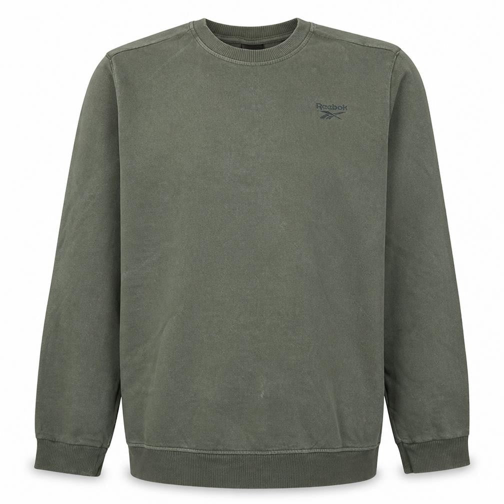 Reebok Mens Green L Pullover Crew Neck Fleece Sweatshirt