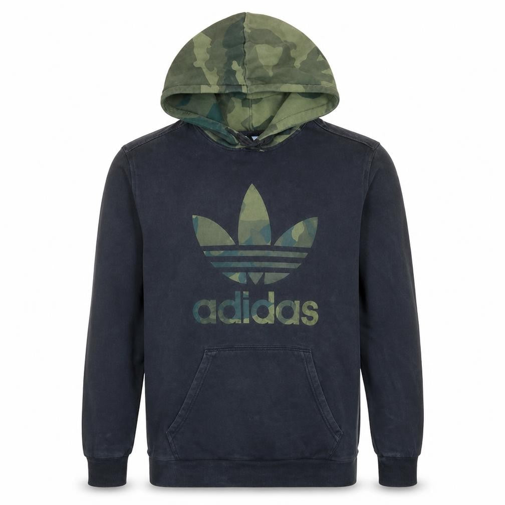 Adidas Mens Black Camouflage Hooded Pullover Sweatshirt M