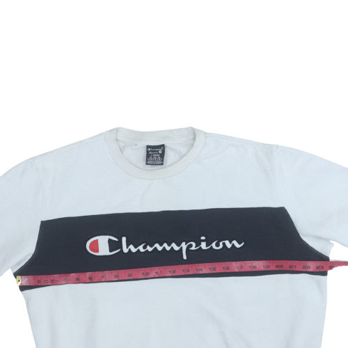 Champion Men's White Large Pullover Crew Neck Logo Sweatshirt