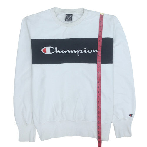 Champion Men's White Large Pullover Crew Neck Logo Sweatshirt