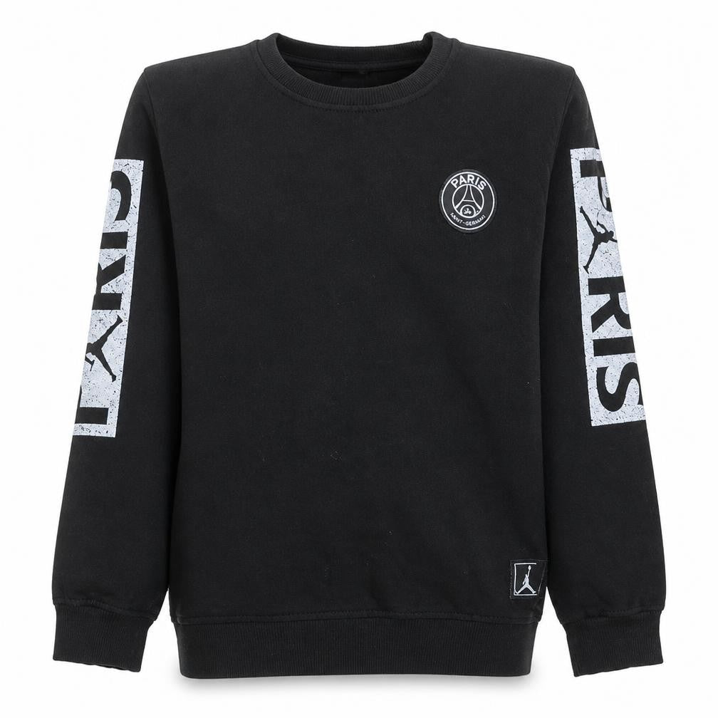 Front view of Jordan Paris Saint-Germain Black Men's Sweatshirt Small Pullover