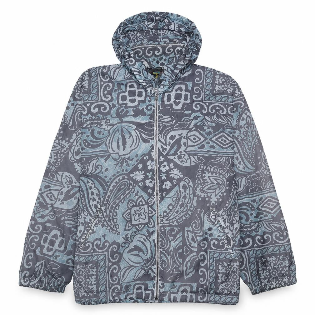 Fictif Men's Blue Paisley Hooded Windbreaker Jacket Size M