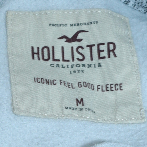 Hollister Men's Grey Pullover Hoodie Medium Fleece Logo