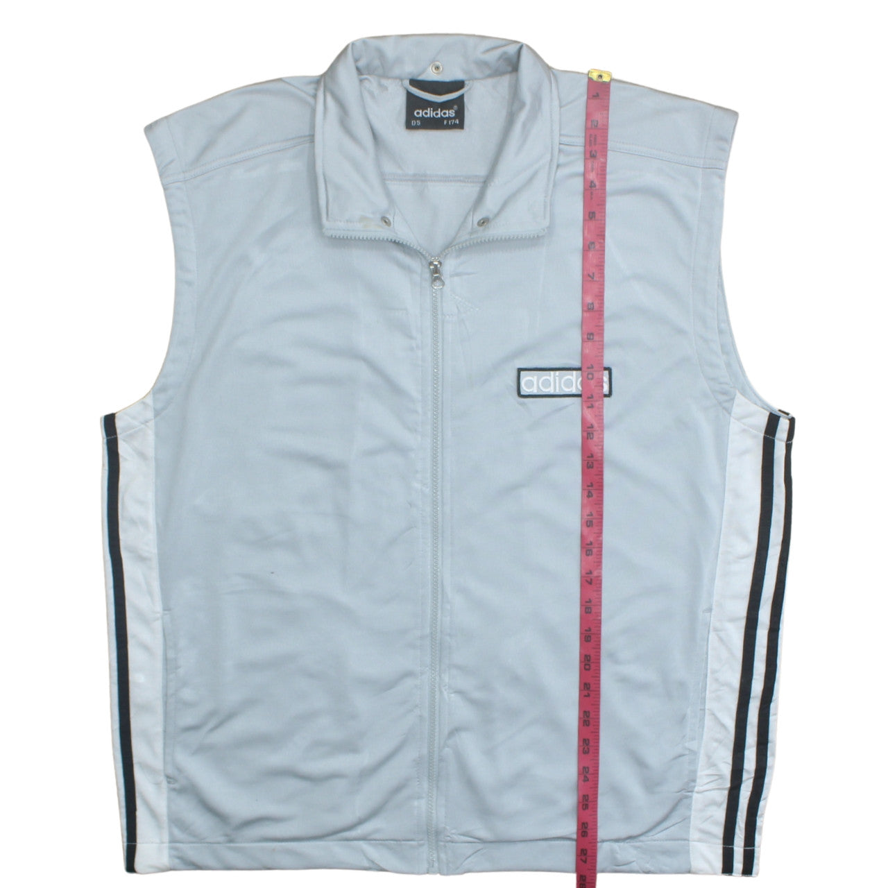 Adidas Mens Grey Full Zip Sports Waistcoat M 40in Retro Bodywarmer