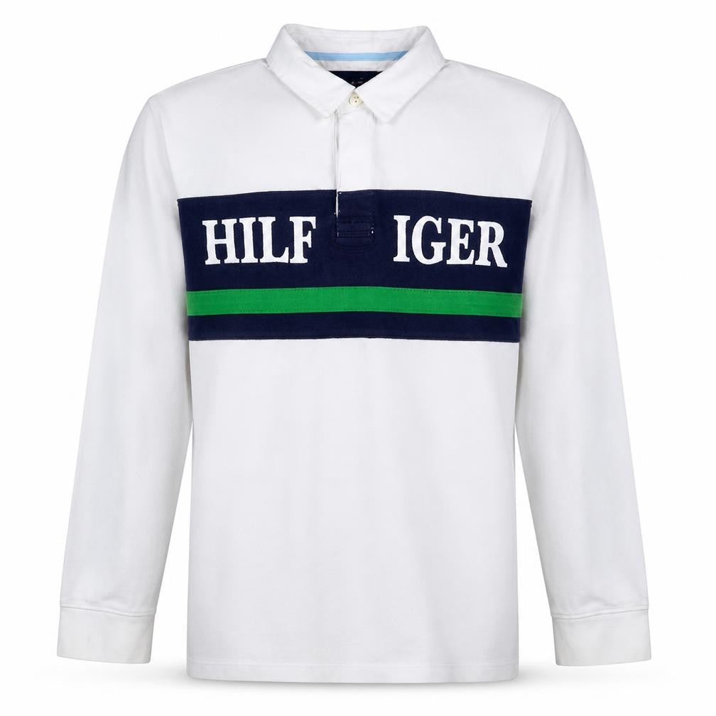Tommy Mens Hilfiger White XL Collared Pullover Sweatshirt