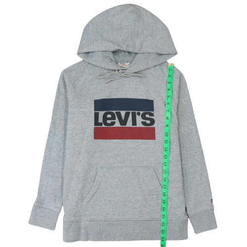 Levi's Men's Grey Pullover Hoodie Medium Graphic Logo Sweatshirt