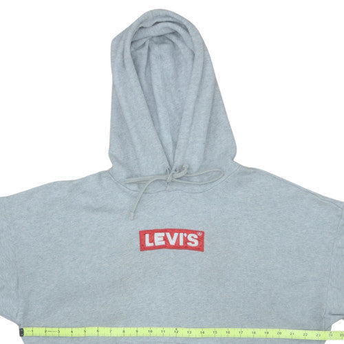 Levi's Men's Grey Pullover Hoodie L Logo Fleece Long Sleeve