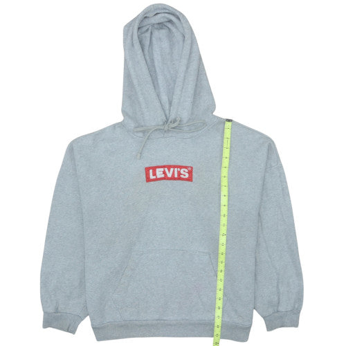 Levi's Men's Grey Pullover Hoodie L Logo Fleece Long Sleeve