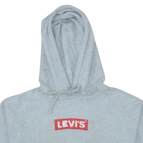 Levi's Men's Grey Pullover Hoodie L Logo Fleece Long Sleeve
