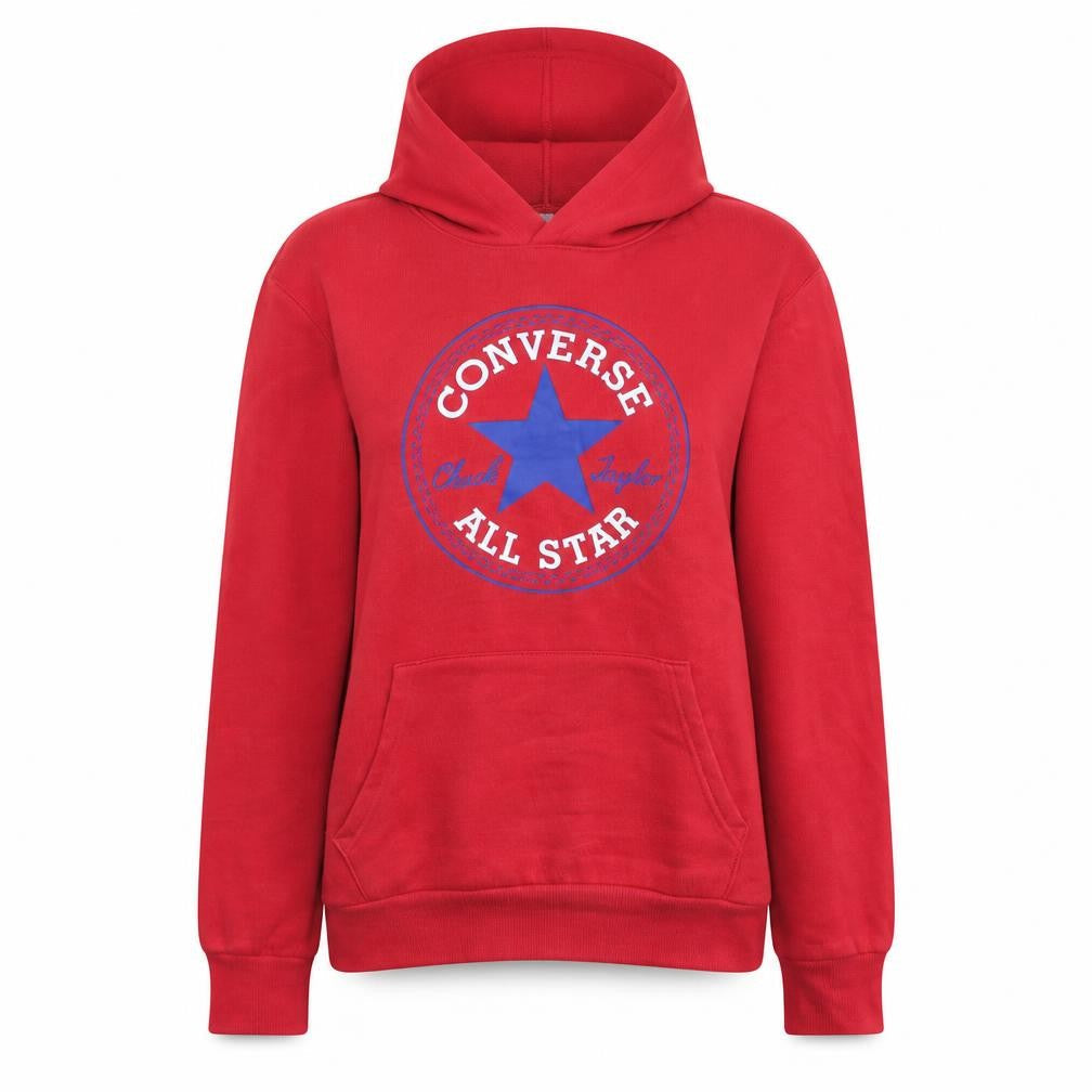 Converse Womens Red Hoodie All Star Logo Pullover 13-15 Yrs
