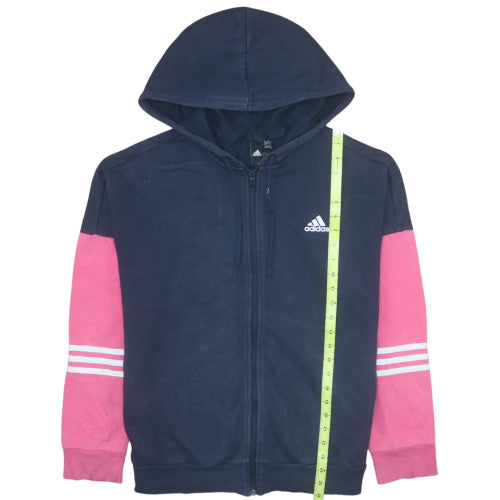 Adidas Womens Navy Pink Full Zip Hoodie Size L Hooded Sweatshirt
