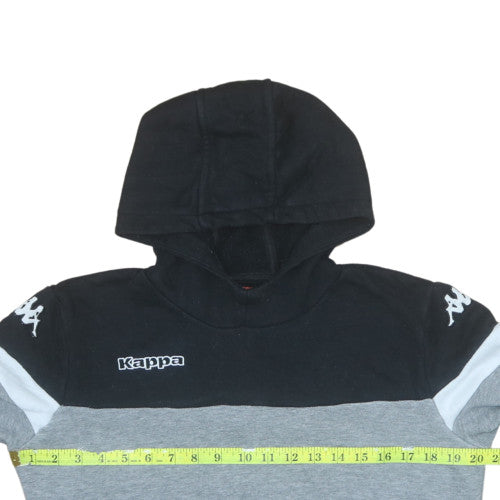 Kappa Boys Grey & Black Hooded Pullover Hoodie 14 Years Regular Fit