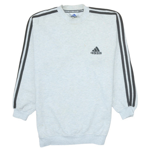Adidas Mens Grey Sweatshirt Crew Neck Long Sleeve Classic Logo Pullover