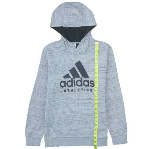 Adidas Boys Grey Pullover Hoodie Size 13-14 Years Fleece Lined Athletic Top