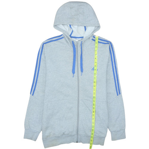 Adidas Mens Grey Full Zip Hoodie L Sports Fleece Sweatshirt